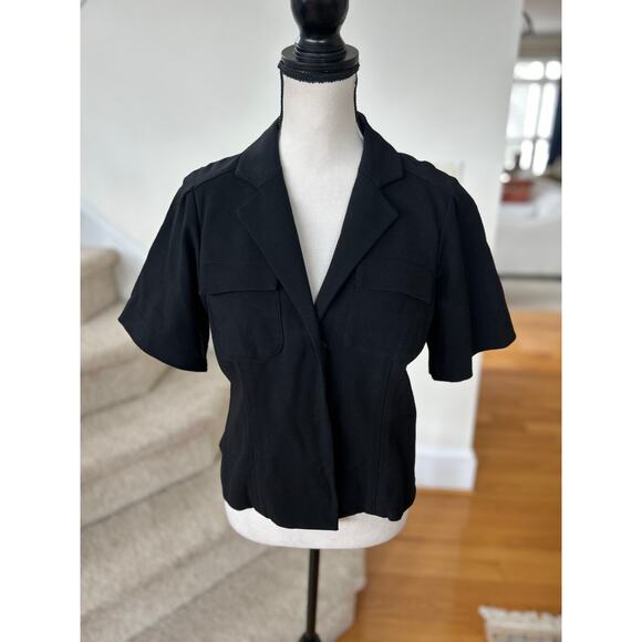Diane Von Furstenberg Jackets & Blazers - Diane Von Furstenberg Black Short Sleeve Military Style 90s Short Waist Blazer